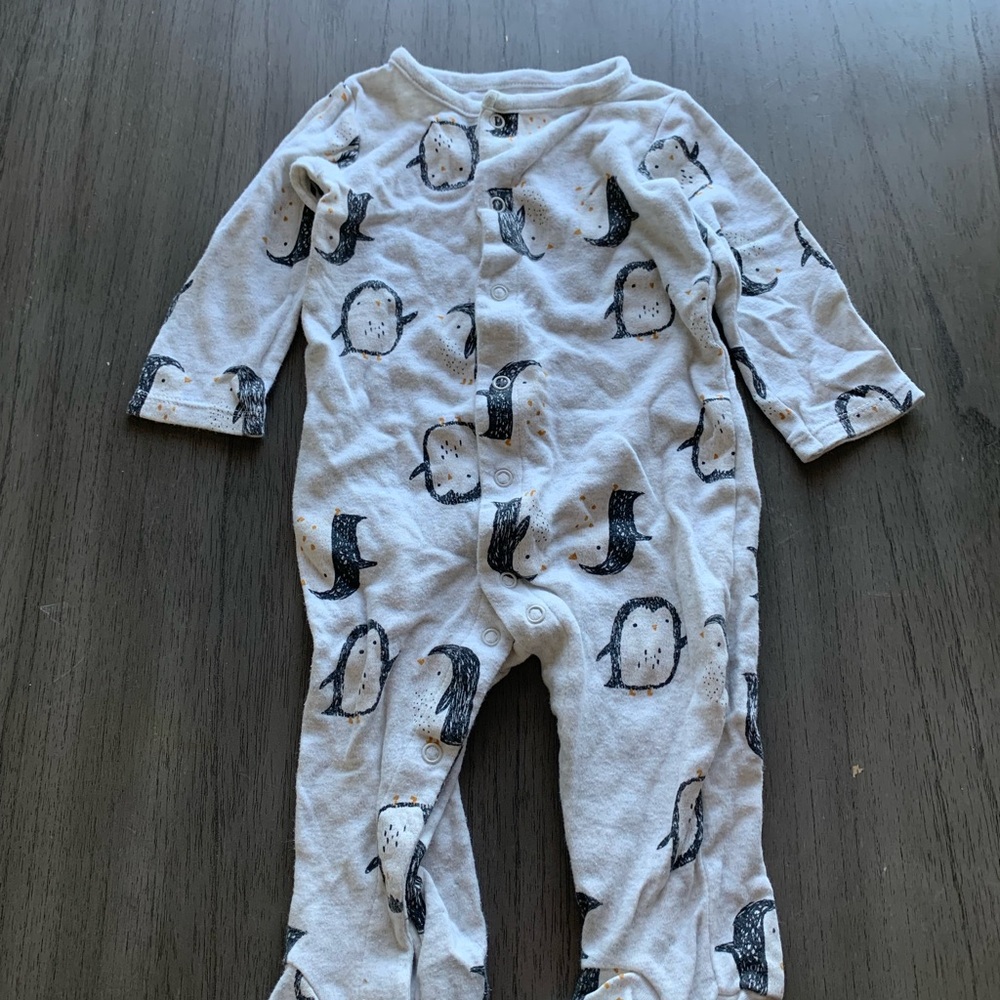 Carter's White Penguin Print Footie